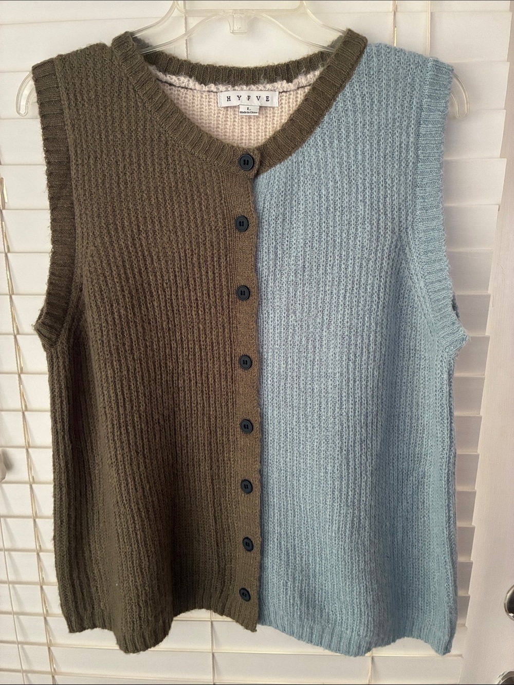 HYFVE Marta Knit Sweater Vest SZ L Green Blue